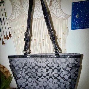 Coach Black and Gray Signature Tote